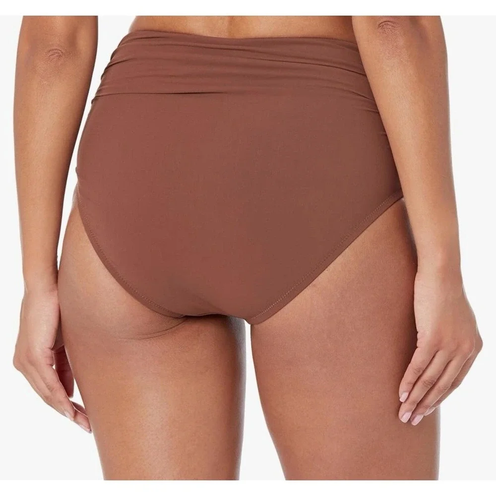 Profile by Gottex Women's Iota High Waist Bottom Ruched Brown Size‎ 16 NEW $58